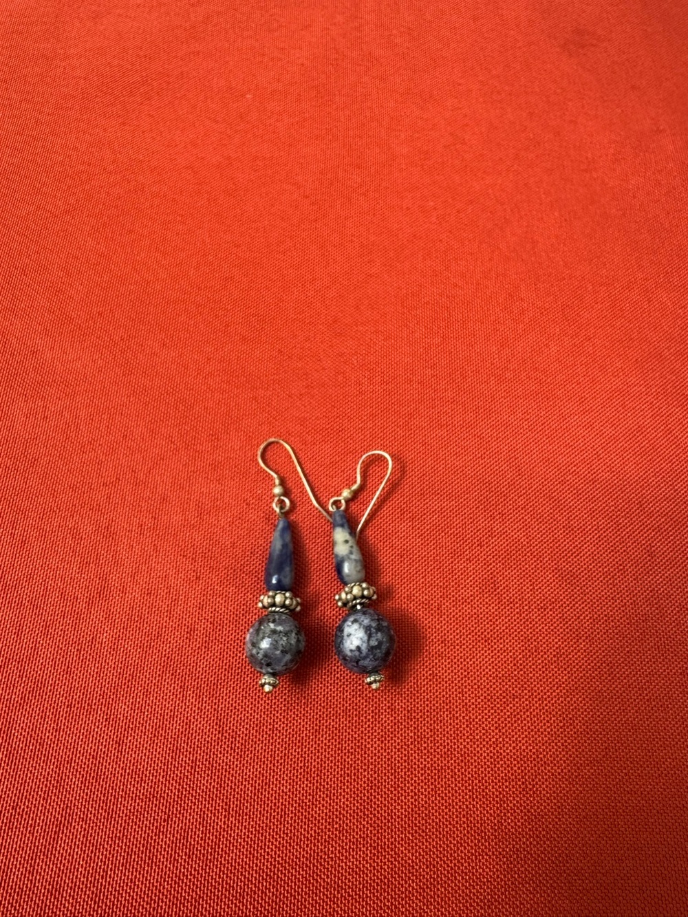 Sodalite Drop Earrings with Silver Accents - Women Jewelry